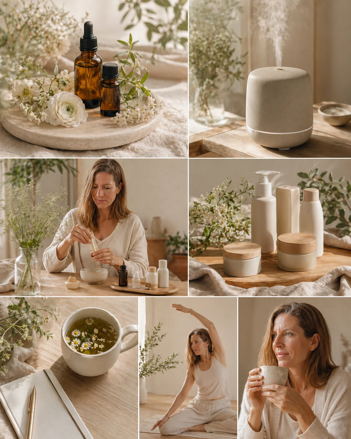 Universo visual de bienestar femenino, autocuidado y vida low-tox